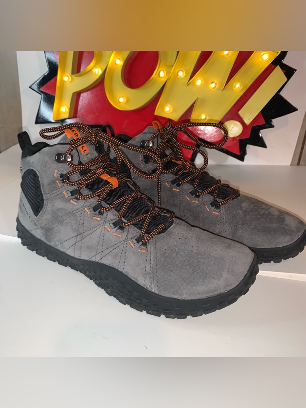 Merrell Grey Barefoot Waterproof Athletic Shoes Boots Mens 13 Used No Box - Picture 6 of 8